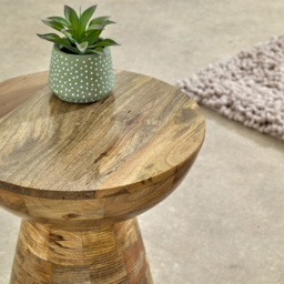 Brooklyn Mushroom Style Solid Wood Round Side Table - Brown - Wilko - thumbnail 4