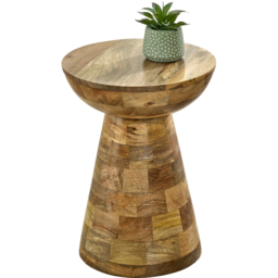 Brooklyn Mushroom Style Solid Wood Round Side Table - Brown - Wilko - thumbnail 3