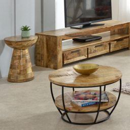 Brooklyn Mushroom Style Solid Wood Round Side Table - Brown - Wilko - thumbnail 7