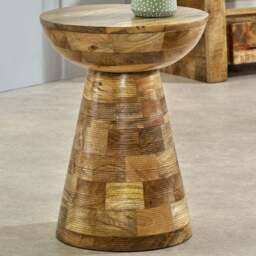 Brooklyn Mushroom Style Solid Wood Round Side Table - Brown - Wilko - thumbnail 1