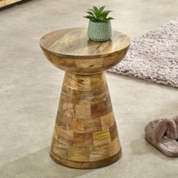 Brooklyn Mushroom Style Solid Wood Round Side Table - Brown - Wilko - thumbnail 6