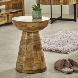 Brooklyn Mushroom Style Solid Wood Round Side Table - Brown - Wilko - thumbnail 5
