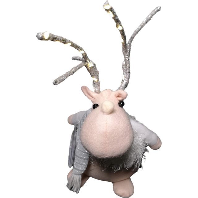 Samuel Alexander Plush White Christmas Reindeer with LED Lit Antlers - Size: 40 x 18 x 14cm - Cream - Wilko - image 1