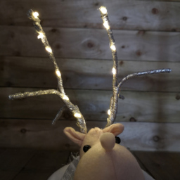 Samuel Alexander Plush White Christmas Reindeer with LED Lit Antlers - Size: 40 x 18 x 14cm - Cream - Wilko - thumbnail 4