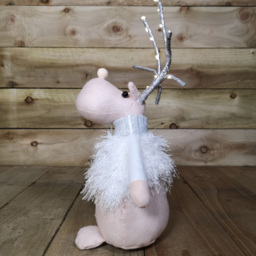 Samuel Alexander Plush White Christmas Reindeer with LED Lit Antlers - Size: 40 x 18 x 14cm - Cream - Wilko - thumbnail 7