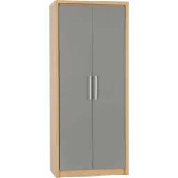 Seconique Seville 2 Door Grey Gloss Light Oak Veneer Wardrobe - Wilko - thumbnail 3