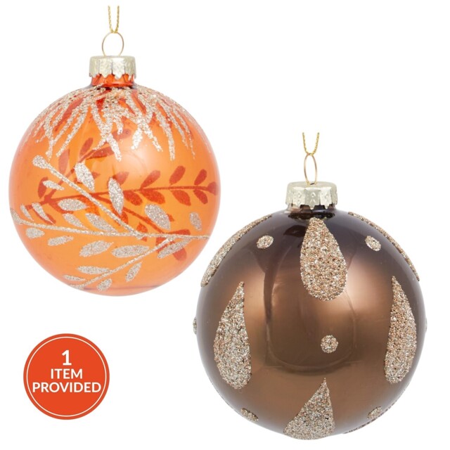Glitter Detailed Christmas Bauble - Amber Charm - Wilko - image 1