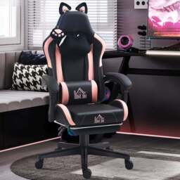 HOMCOM Black Reclining Gaming Chair with Footrest - Size: 124 x 62 x 65cm - Wilko
