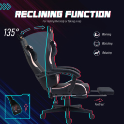 HOMCOM Black Reclining Gaming Chair with Footrest - Size: 124 x 62 x 65cm - Wilko - thumbnail 7