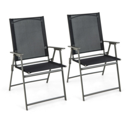 Costway Set of 2 Black Foldable Garden Dining Chair - Size: 2 Seater - Wilko - thumbnail 3