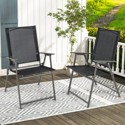 Costway Set of 2 Black Foldable Garden Dining Chair - Size: 2 Seater - Wilko - thumbnail 1