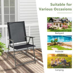 Costway Set of 2 Black Foldable Garden Dining Chair - Size: 2 Seater - Wilko - thumbnail 6