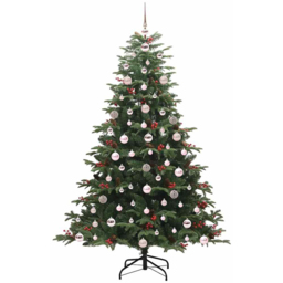 vidaXL Pre-Lit Warm White LED and Pink Baubles Green Artificial Christmas Tree with Stand 5.9ft - Wilko - thumbnail 3