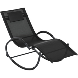 Outsunny Black Zero Gravity Chaise Rocking Chair with Padded Pillow - Size: 88 x 155 x 61cm - Wilko - thumbnail 3
