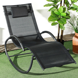 Outsunny Black Zero Gravity Chaise Rocking Chair with Padded Pillow - Size: 88 x 155 x 61cm - Wilko - thumbnail 1