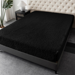 Groundlevel Single Black Soft Teddy Fleece Fitted Bed Sheet - Wilko - thumbnail 3