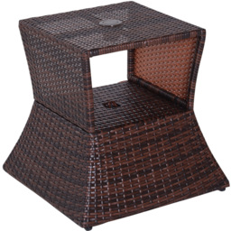 Outsunny Brown Wicker Bistro Side Table with Parasol Hole - Size: 2 Seater - Wilko - thumbnail 3