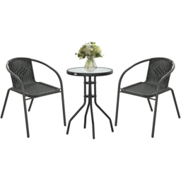 Outsunny 2 Seater Black Garden Furniture Set with 2 Stackable Chairs - Wilko - thumbnail 3