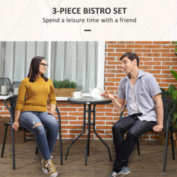 Outsunny 2 Seater Black Garden Furniture Set with 2 Stackable Chairs - Wilko - thumbnail 5