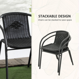 Outsunny 2 Seater Black Garden Furniture Set with 2 Stackable Chairs - Wilko - thumbnail 6