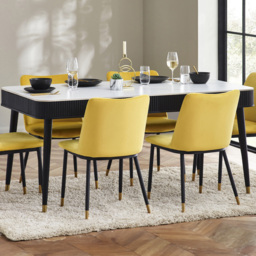 Julian Bowen Louis Fluted Stone Dining Table with Drawers White and Black - Size: 4 Seater - Wilko - thumbnail 1