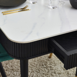 Julian Bowen Louis Fluted Stone Dining Table with Drawers White and Black - Size: 4 Seater - Wilko - thumbnail 7