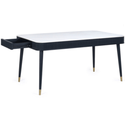 Julian Bowen Louis Fluted Stone Dining Table with Drawers White and Black - Size: 4 Seater - Wilko - thumbnail 4