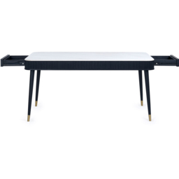 Julian Bowen Louis Fluted Stone Dining Table with Drawers White and Black - Size: 4 Seater - Wilko - thumbnail 5