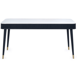 Julian Bowen Louis Fluted Stone Dining Table with Drawers White and Black - Size: 4 Seater - Wilko - thumbnail 3