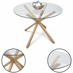 Portland 4 Seater Velvet Tufted Glass Tabletop Round Dining Set Black - Wilko - thumbnail 4