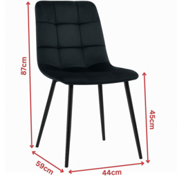 Portland 4 Seater Velvet Tufted Glass Tabletop Round Dining Set Black - Wilko - thumbnail 6