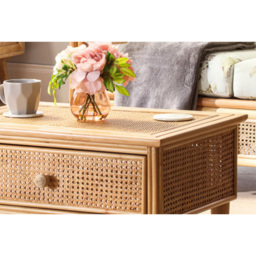 Desser Chester Single Drawer Natural Rattan Coffee Table - Size: 52 x 66 x 46cm - Cream - Wilko - thumbnail 7