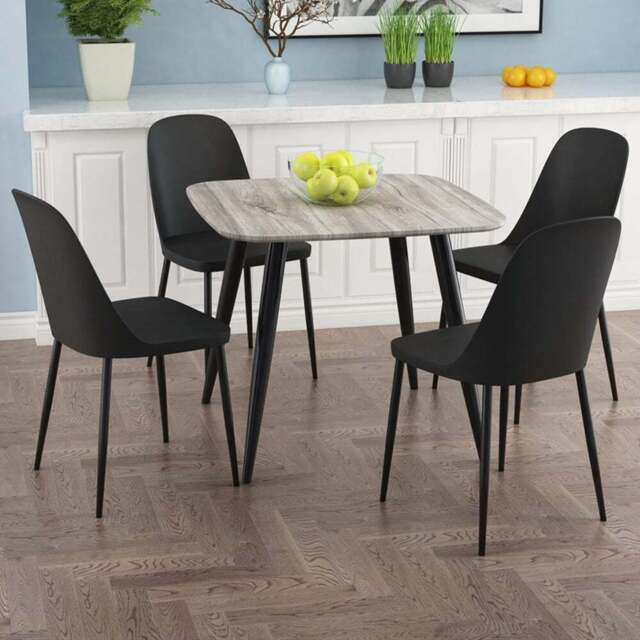 Core Products Aspen 4 Seater Square Dining Set Grey Oak and Black - Multi - Wilko - image 1