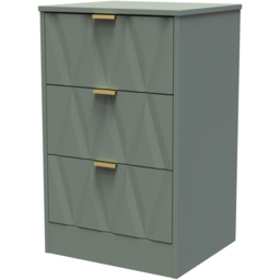 Crowndale Las Vegas 3 Drawer Reed Green Bedside Table Ready Assembled - Wilko - thumbnail 3