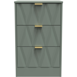 Crowndale Las Vegas 3 Drawer Reed Green Bedside Table Ready Assembled - Wilko - thumbnail 4