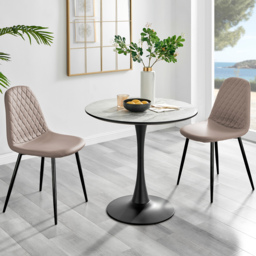 Furniturebox Elissa Solara Marble Effect 2 Seater Round Dining Set White Cappuccino and Black - Wilko - thumbnail 1