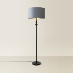 ValueLight Marissa Grey Velvet Chrome Inner Shade Black Stacked Ball LED Floor Lamp - Size: 145 x 45 x 45cm - ValueLights - Wilko - thumbnail 6