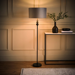 ValueLight Marissa Grey Velvet Chrome Inner Shade Black Stacked Ball LED Floor Lamp - Size: 145 x 45 x 45cm - ValueLights - Wilko - thumbnail 7