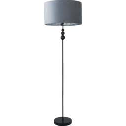 ValueLight Marissa Grey Velvet Chrome Inner Shade Black Stacked Ball LED Floor Lamp - Size: 145 x 45 x 45cm - ValueLights - Wilko