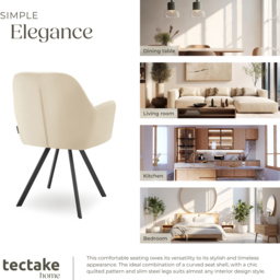 tectake Lucia Set of 2 Cream Quilted Armchair - Size: Single - Wilko - thumbnail 7