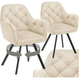 tectake Lucia Set of 2 Cream Quilted Armchair - Size: Single - Wilko - thumbnail 3