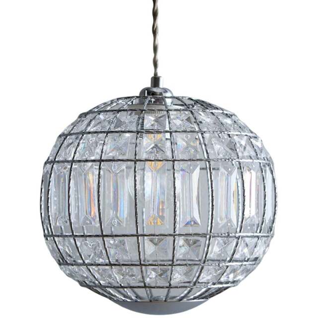 Kliving Apollo Clear Acrylic Beads Chrome Sphere Pendant Light - Size: 24 x 25 x 25cm - Silver - Wilko - image 1