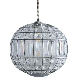 Kliving Apollo Clear Acrylic Beads Chrome Sphere Pendant Light - Size: 24 x 25 x 25cm - Silver - Wilko