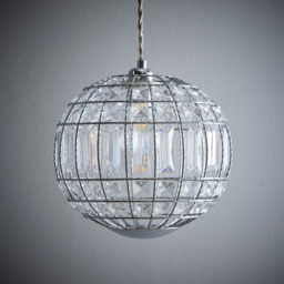 Kliving Apollo Clear Acrylic Beads Chrome Sphere Pendant Light - Size: 24 x 25 x 25cm - Silver - Wilko - thumbnail 3
