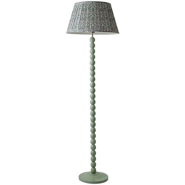 ValueLights Floral Pleated Shade Pastel Green Bobbin LED Floor Lamp with Bulb - Size: 150 x 45 x 45cm - Wilko - image 1