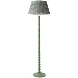 ValueLights Floral Pleated Shade Pastel Green Bobbin LED Floor Lamp with Bulb - Size: 150 x 45 x 45cm - Wilko