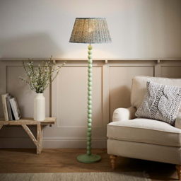 ValueLights Floral Pleated Shade Pastel Green Bobbin LED Floor Lamp with Bulb - Size: 150 x 45 x 45cm - Wilko - thumbnail 4