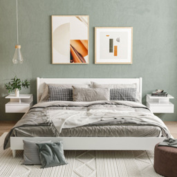 Portland Single Drawer Single Shelf High Gloss White Wall Mounted Bedside Table Set of 3 - Wilko - thumbnail 7
