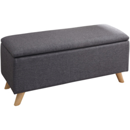 GFW Secreto Charcoal Grey Hopsack Fabric Ottoman Storage Bench - Size: 37 x 98 x 43cm - Wilko - thumbnail 3