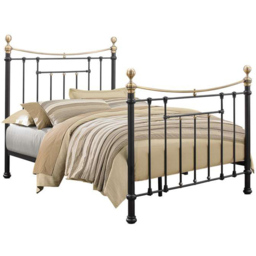 Bronte Double Black and Antique Brass Metal Bed Frame - Birlea - Wilko - thumbnail 3